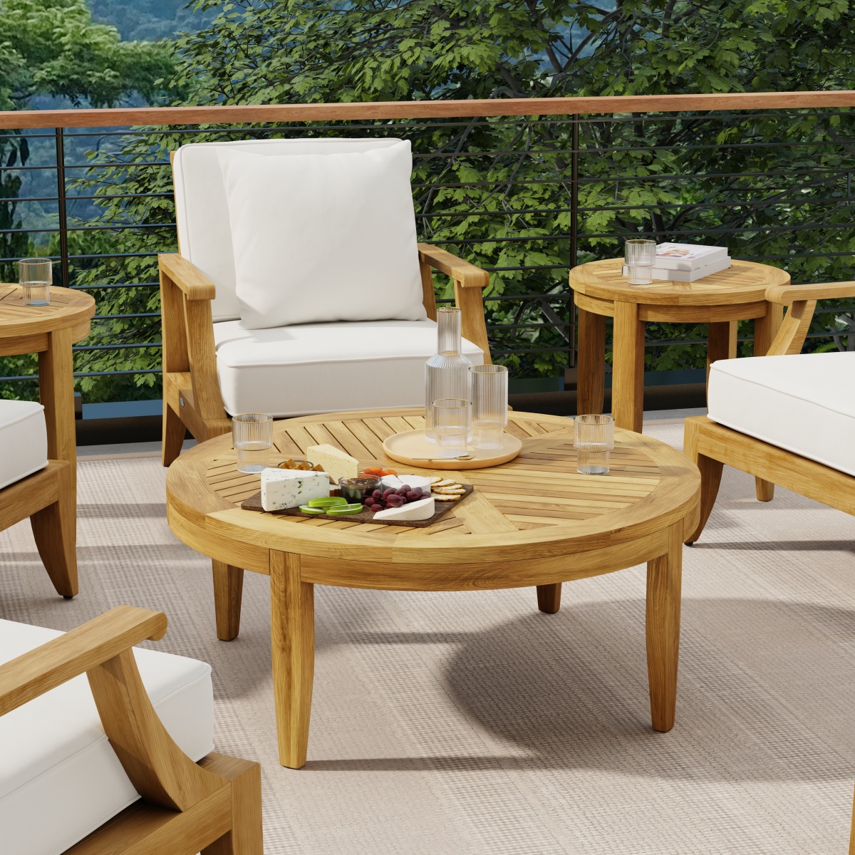 Laguna Teak Round Coffee and Sofa Table Westminster Teak Outdoor