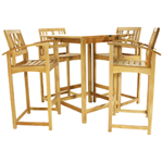 Monaco Teak Bar Table<br>Diamond Barstool<br>Set for  4
