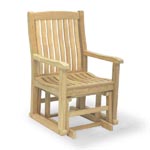 No other Teak wood Glider Armchair is better made than the Westminster Teak Glider.  Our Wave Glider Armchair is bigger, stronger, and thicker.  All of our teak furniture comes with a lifetime warranty and a money back Guarantee.  