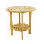 Double Rack Round End Table is a perfect addition to sit next to with any of our teak chairs. Rated Best Overall.  All of our teak Furniture, Outdoor Furniture, Patio Furniture, Outdoor Patio Furniture, Teak Outdoor Patio Furniture is covered by our lifetime warranty. Teak benches, Teak chairs, Teak tables, and replacement cushions. 