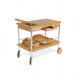 Teak Drink Trolley Service Cart from Westminster Teak.  Features storage drawer, removeable serving tray and a storage spot for up to 3 wine bottles.  Fold out leaf creates more surface area.  Teak Furniture rated Best Overall in the Wall Street Journal.  We offer patio furniture, deck furniture, teak chairs, teak tables, teak benches, and teak accessories.