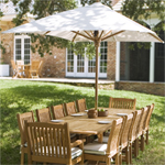 Westminster Umbrellas are built to last by offering an umbrella pole that is 1.95 inches in diameter. Made to fit our teak tables for maximum shading and comfort. Rated Best Overall.  All of our Teak Furniture, Outdoor Furniture, Patio Furniture, Outdoor Patio Furniture, Wood Furniture, Teak Outdoor Patio Furniture is covered by our Lifetime Warranty. Teak benches, teak chairs, teak tables, and replacement cushions.