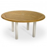 The Vogue Teak Table 6ft dia features a Sikaflex table top set on a Stainless Steel frame. This teak table top is made of Certified Teakwood and the table top slats are filled with Sikaflex for a stylish and durable finish.