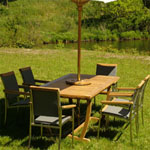 Outdoor Teak Furniture perfect for family gatherings and to entertain Guests.  Our best selling set, well known for durability and convenience. 