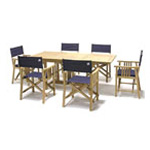 Rectangle Outdoor Teak Dining Set made of Teak Wood.  Lifetime Warranty, and a 60 Day Money Back Guarantee.  Rated Best Overall in the Wall Street Journal. 