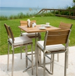 This Westminster Teak Outdoor Bar Set includes our Venezia SS Bar Table and Venezia Stackable Bar Stools. Our outdoor bar sets come with a 60 Day Money Back Guarantee.