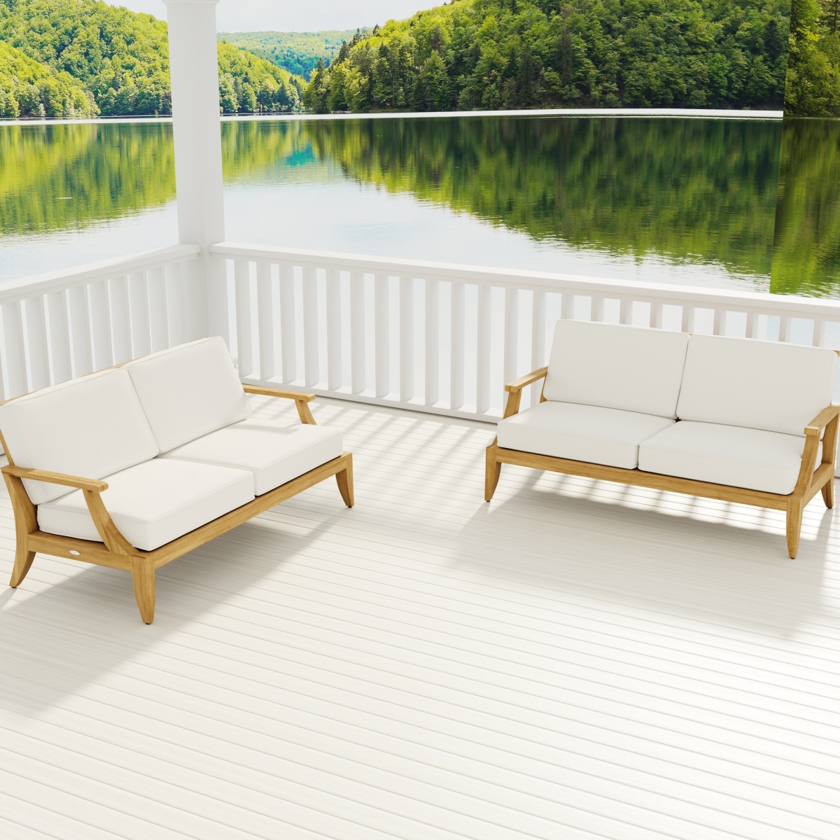 Laguna Teak Sofa Set with Sunbrella Cushions Westminster Teak