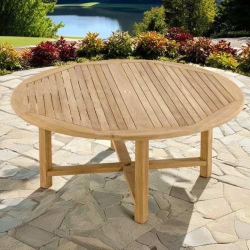 6 Ft Round Buckingham Teak Dining Table, 6 Foot Circle Dining Table