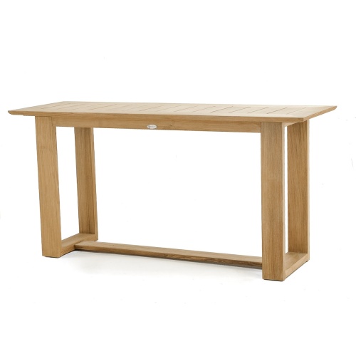 15669 Horizon Teak Console Table angled side view on white background