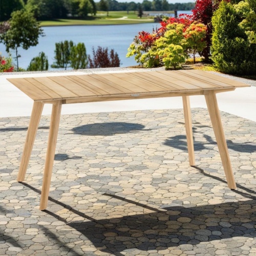 15917  Surf Teak Dining Table side view on white background