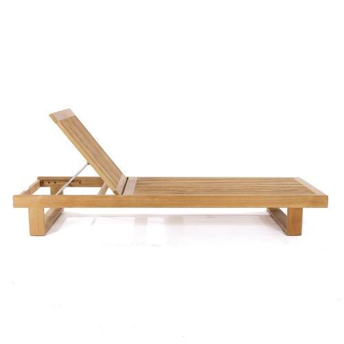 16770 Horizon Teak Chaise Lounger facing to the right with the seat inclined on a white background