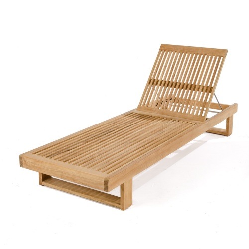 16773 Horizon Teak Chaise Lounger showing the back upright position front angled view on a white background