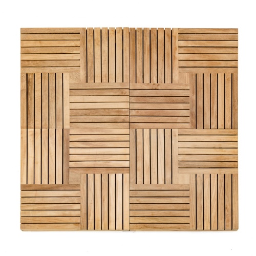 18412 parquet teak tiles one carton of four tiles together in square measuring nine square feet on white background