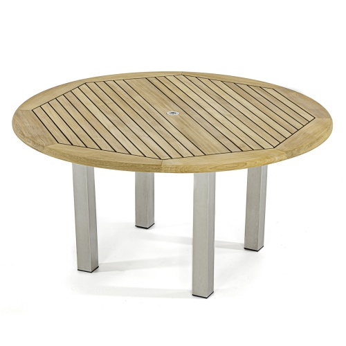 25014 Vogue 5 foot Round Table angled top and side view on white background