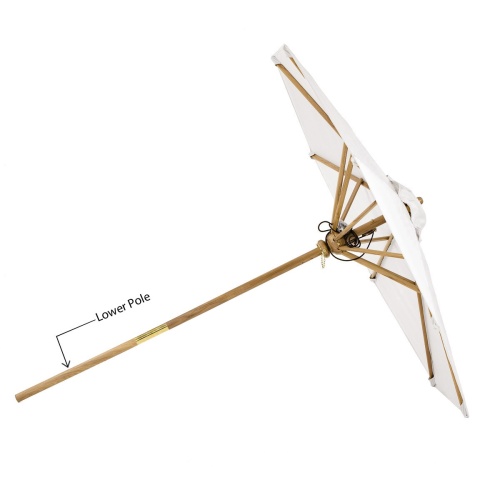 40008 replacement teak lower pole for teak market umbrella sideways on white background