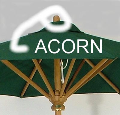 40016 Replacement teak Acorn for our 10 foot market umbrella on white background