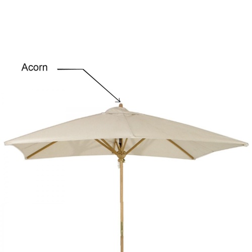 40025 Replacement Teak Umbrella Acorn for our rectangular market umbrella on white background