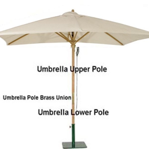 40029 Replacement Teak Umbrella Upper Pole for our rectangular teak market umbrella on white background