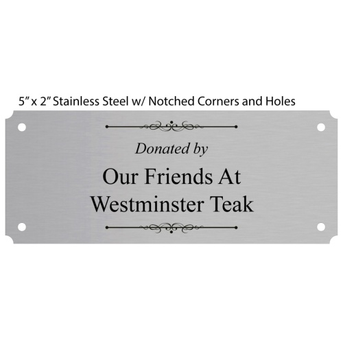 42001 Personalized Plaque in stainless steel on white background