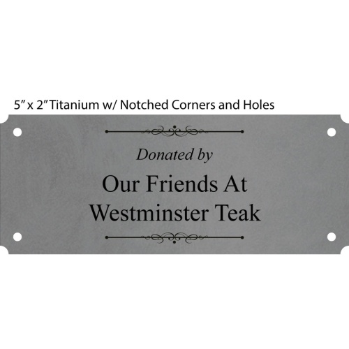 42002 Personalized Plaque in titanium steel on white background