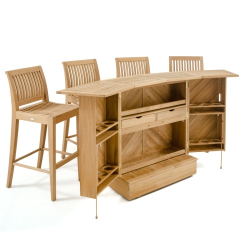 70419 Somerset 5 piece Laguna High Bar Set side angled back view of interior sections on white background