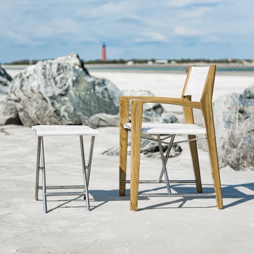 folding chairs teak and stainless with footrest