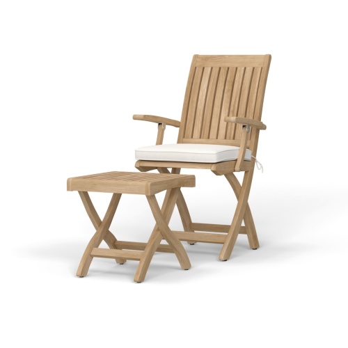 70799 Barbuda Chair and Ottoman Set showing the optional seat cushion on the Barbuda Chair in a angled front view on white background