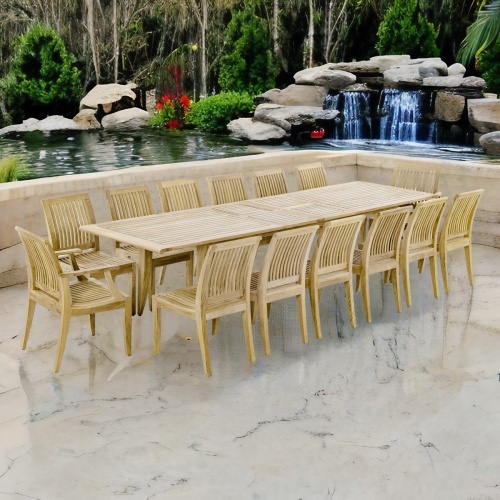 70809 Grand Laguna fifteen piece dining set angled on white background