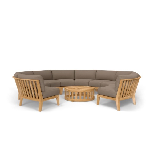 70870 Kafelonia 6 pc Lounge Sofa Set of 5 Kafelonia Sofa Sectional Benches around a Kafelonia 36 in Coffee Table in front view on white background 