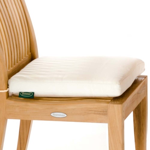 71810MTO Laguna side chair cushion in canvas color on Laguna Side Chair showing closeup view on white background