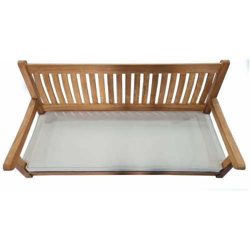 73955CV4 Swinging Bench Cushion with 4 corner cut out on the teak swinging bench aerial view on a white background 