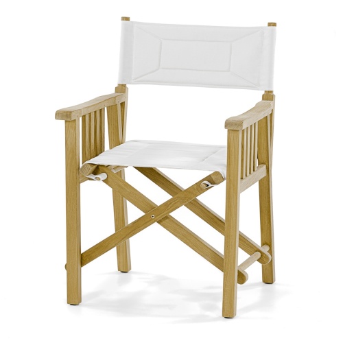 12568RF Refurbished Barbuda teak Directors Chair in Canvas Color Sling Fabric front view on white background 