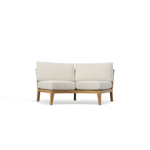 70934 Kafelonia 4 piece Curved Sofa Sectional Set of 2 curved sofa sectionals and a curved backless sofa sectional and 36 inch teak coffee table front view on white background