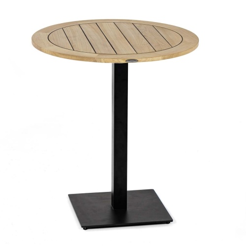 15852 Vogue 30 inch Round Table Top with optional Black Stainless Steel Base angled view on white background