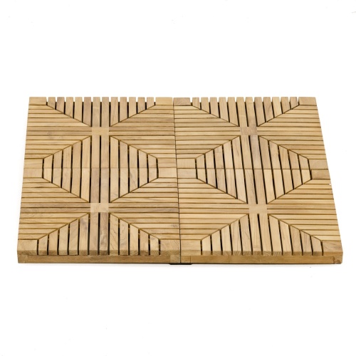 18408 diamond teak tiles one carton four together in square angled view on white background
