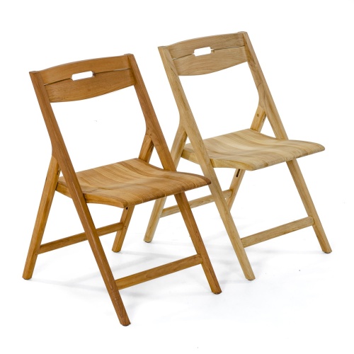 30120 Amazon Lite N Easy Teak Oil applied one of two Surf Folding chairs in angled view on white background
