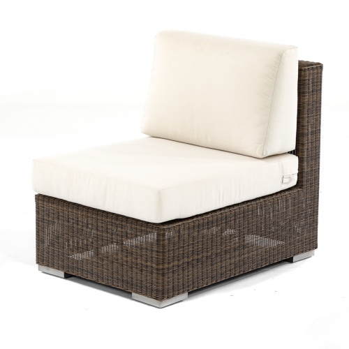 31003 malaga synthetic wicker slipper chair with canvas cushions side angle on white background