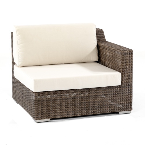 31004 malaga synthetic wicker left side sectional with canvas colored cushions front facing on white background