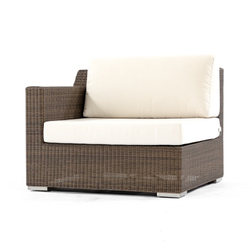 31005 malaga synthetic wicker right side sectional with canvas colored cushions front view on white background