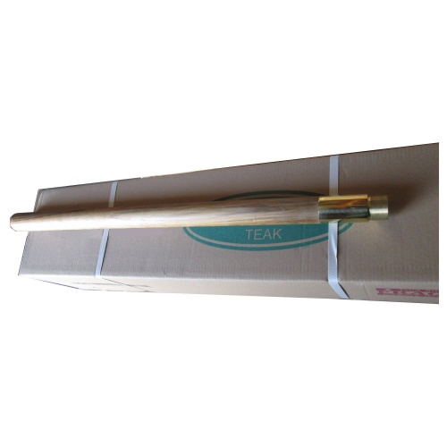 40021 Replacement Teak Lower Pole for our 10 foot teak umbrella shown against box on white background