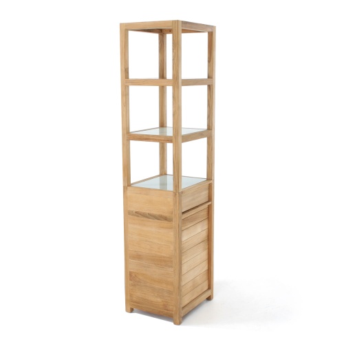 70089 Pacifica teak Spa Set linen tower angled view on white background