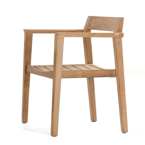 12901 Horizon Teak Dining Armchair side angled view on white background