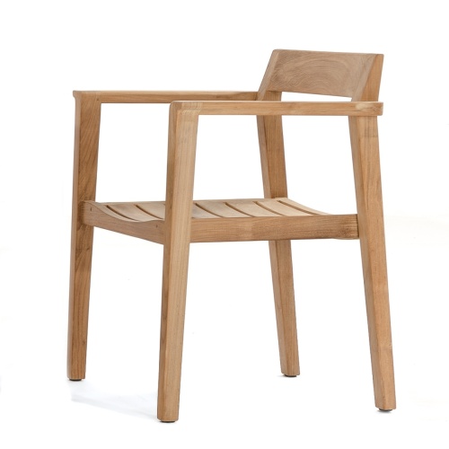 70250 Horizon teak dining armchair side angled view on white background