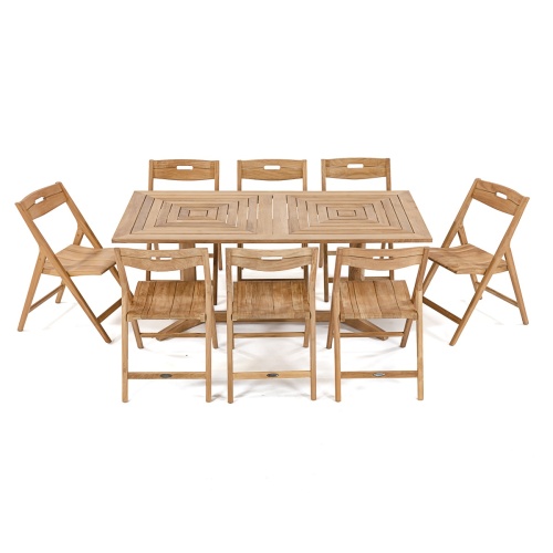 70464 Surf Pyramid Teak Dining Set for 8 side angled view on white background