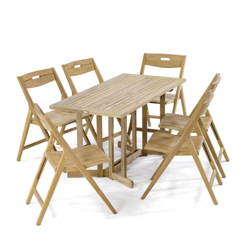 70472 Surf Nevis Teak Dining Set for 6 angled view on white background