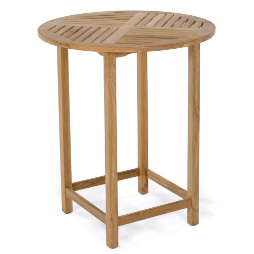 70514 Somerset 36 inch round teak bar table angled on a white background