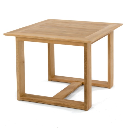 70583 Horizon teak 39 inch square dining table angled view on white background