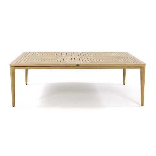 70854 Pyramid Vogue Teak 8 foot Square Table side angled on white background