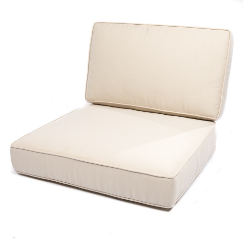 72318LM Laguna teak Sofa Cushions in Liso Marfill angled front view on white background
