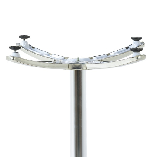 BRADLEY4BH Stainless Steel high bar table base side view on white background 